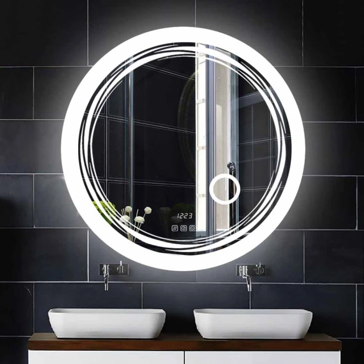 round light up bathroom mirror
