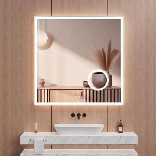 Wall Mounted Mirror With Dual Light Bars Wall Mounted Mirror With Dual Light Bars